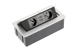 Nábytková zásuvka GTV AE-PBSUC2GU-53 2x2P+PE + 2x USB strieborná